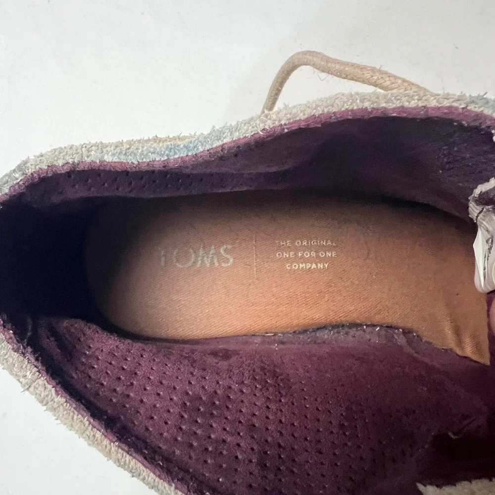 TOMS Suede Desert Wedge Booties Lace‎ Up Casual Ankle Boots 3